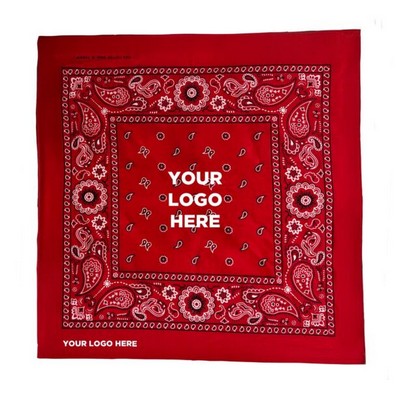 22" Silk Screened Red Cotton Bandana