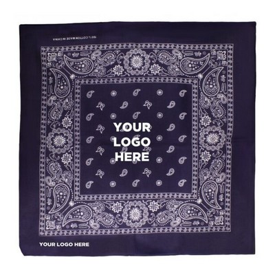 22" Blank Blue Cotton Bandana