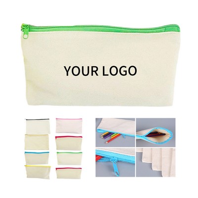 Canvas Zipper Pouch 7.9" By 5.6" Multi Purpose