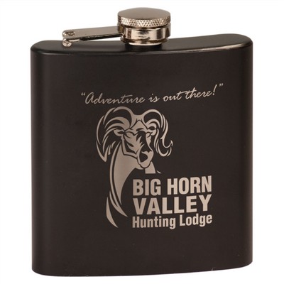6 oz. Matte Black Stainless Steel Flask